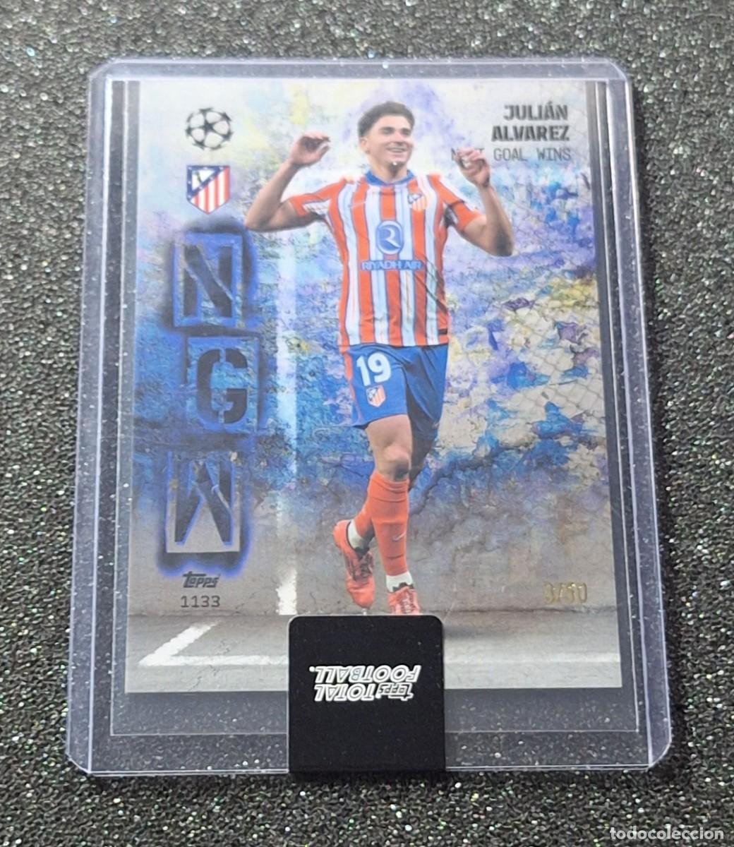 Cromos de f&uacute;tbol: Julian Alvarez Atletico de Madrid Topps Total Football 8/50 Blue Next Goal Wins