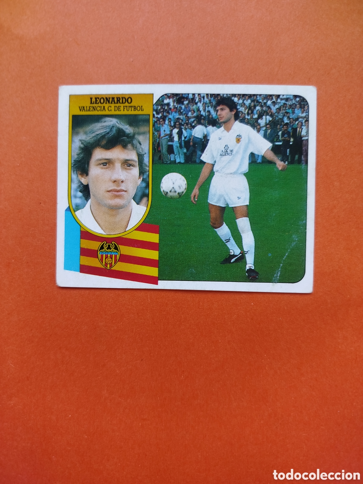 Cromos de f&uacute;tbol: LEONARDO VALENCIA COLOCA SIN PEGAR CARTON LIGA ESTE 91-92
