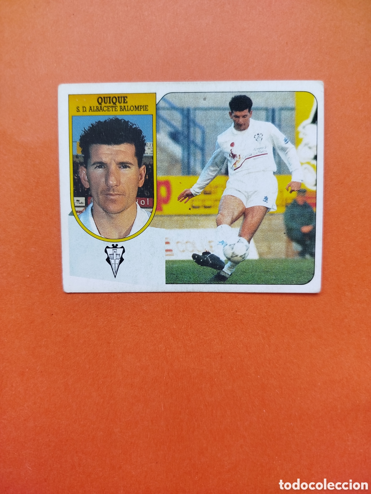 Cromos de f&uacute;tbol: QUIQUE BAJA SIN PEGAR ALBACETE LIGA ESTE 91-92 CARTON
