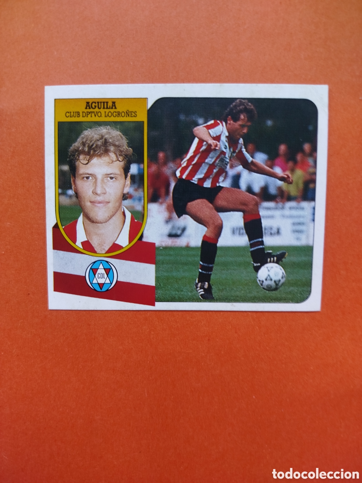 Cromos de f&uacute;tbol: AGUILA BAJA LOGRO&Ntilde;ES CARTON LIGA ESTE 91-92 RECUPERADO