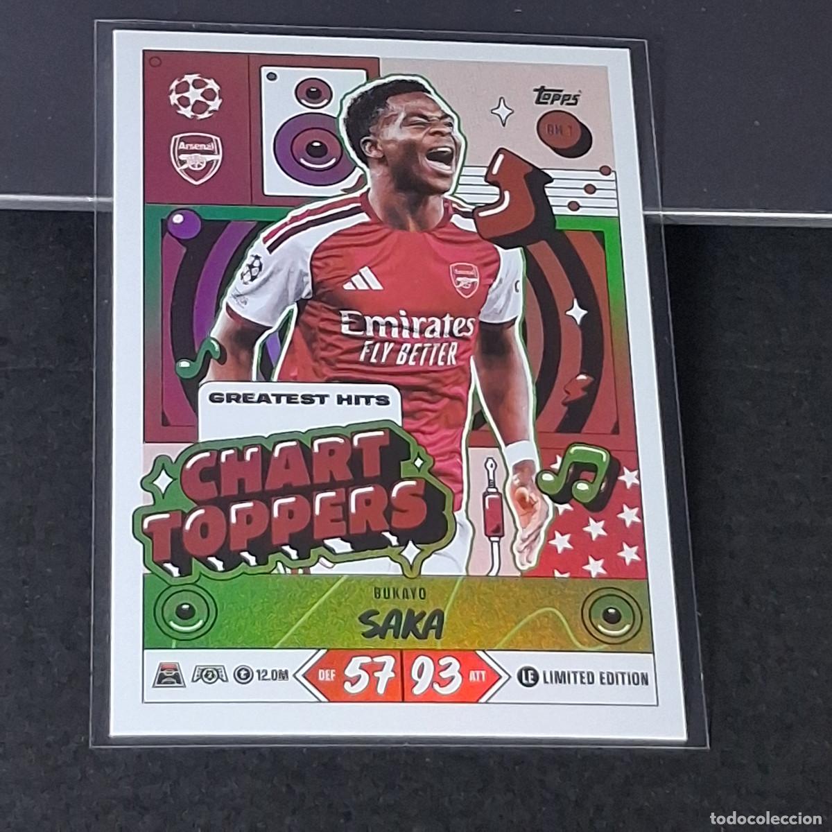 Cromos de f&uacute;tbol: D13 GH1 BUKAYO SAKA ARSENAL LIMITED EDITION CHART TOPPERS MATCH ATTAX 26/27 2026 2027 TOPPS UCC
