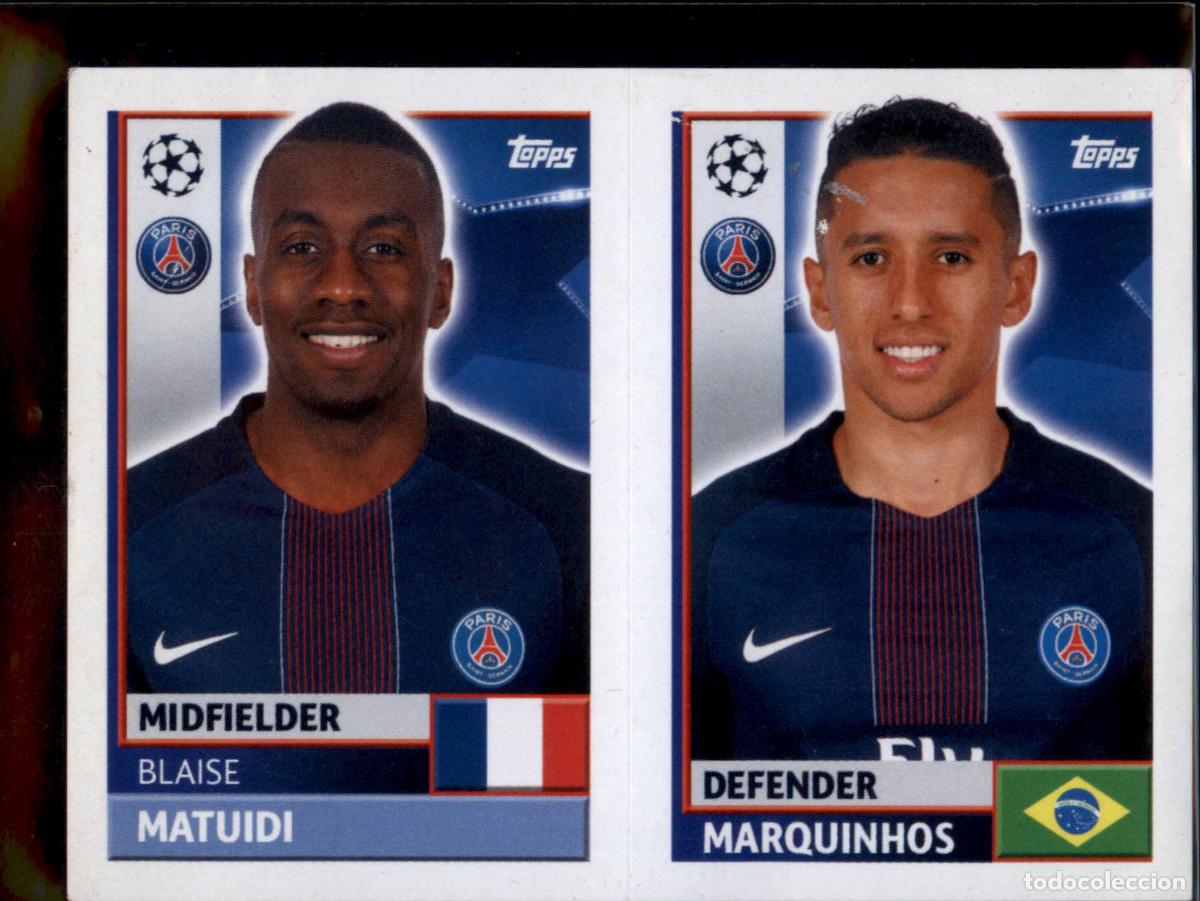 Cromos de f&uacute;tbol: Matuidi / Marquinhos N&ordm; PSG 10 Paris Saint Germain Champions League Sticker 2016 2017 Topps 16 17