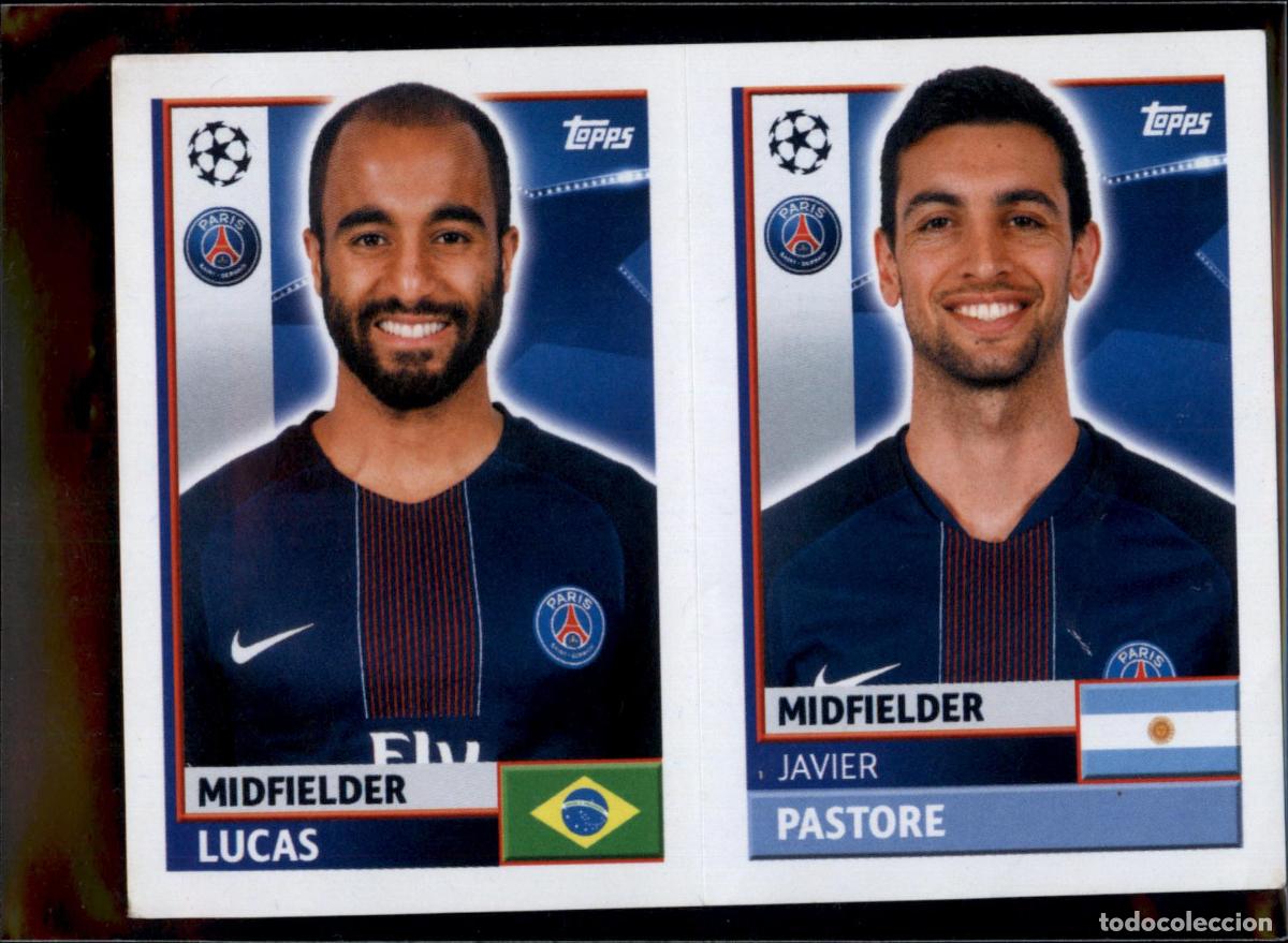 Cromos de f&uacute;tbol: Lucas / Pastore N&ordm; PSG 16 Paris Saint Germain Champions League Sticker 2016 2017 Topps 16 17