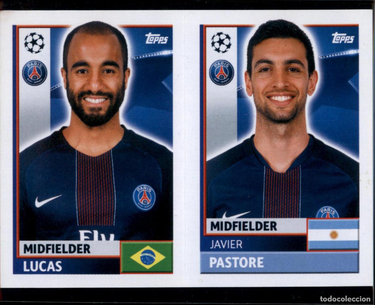 Cromos de f&uacute;tbol: Lucas / Pastore N&ordm; PSG 16 Paris Saint Germain Champions League Sticker 2016 2017 Topps 16 17