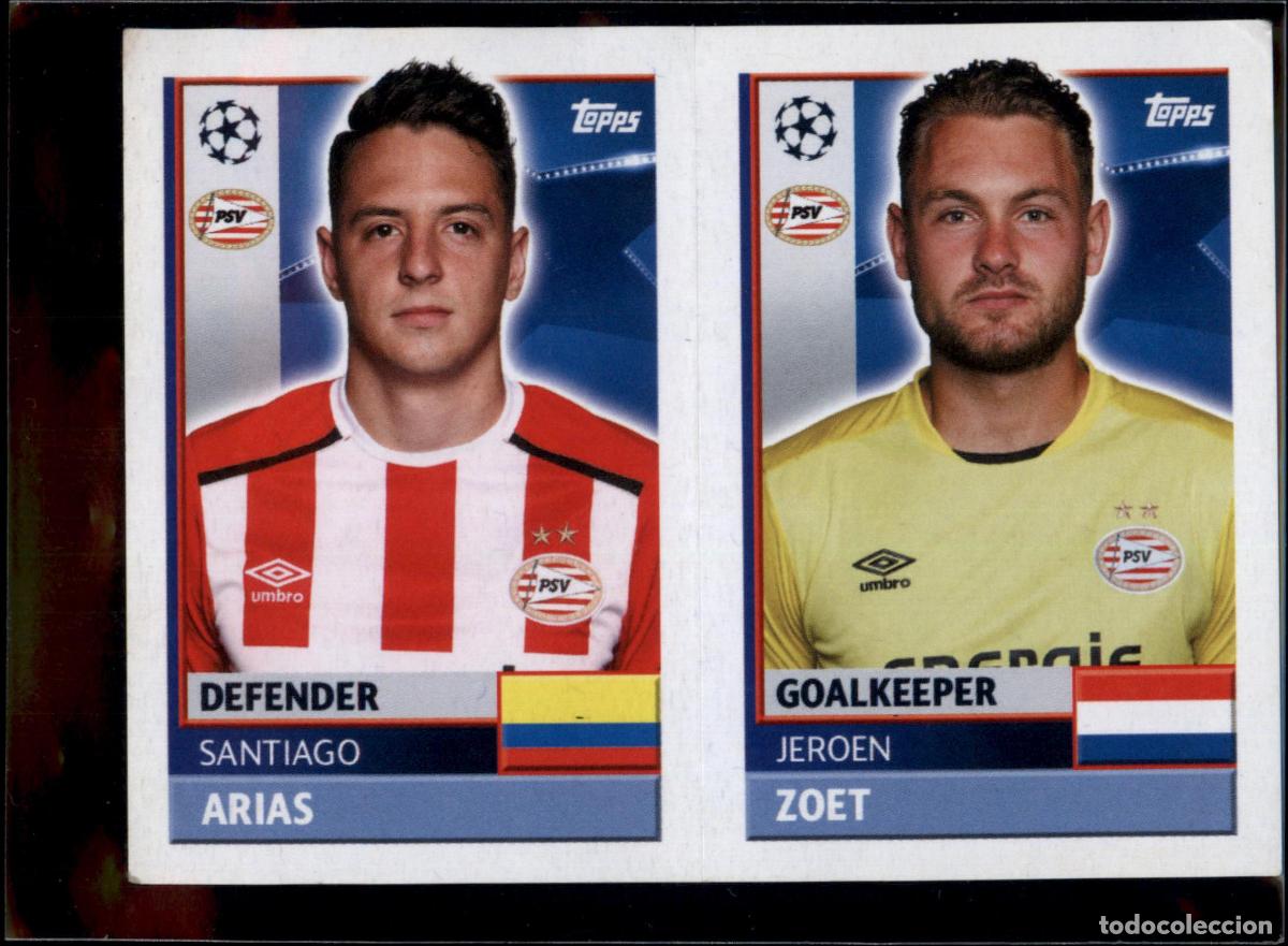 Cromos de f&uacute;tbol: Arias / Zoet N&ordm; PSV 4 PSV Champions League Sticker 2016 2017 Topps 16 17