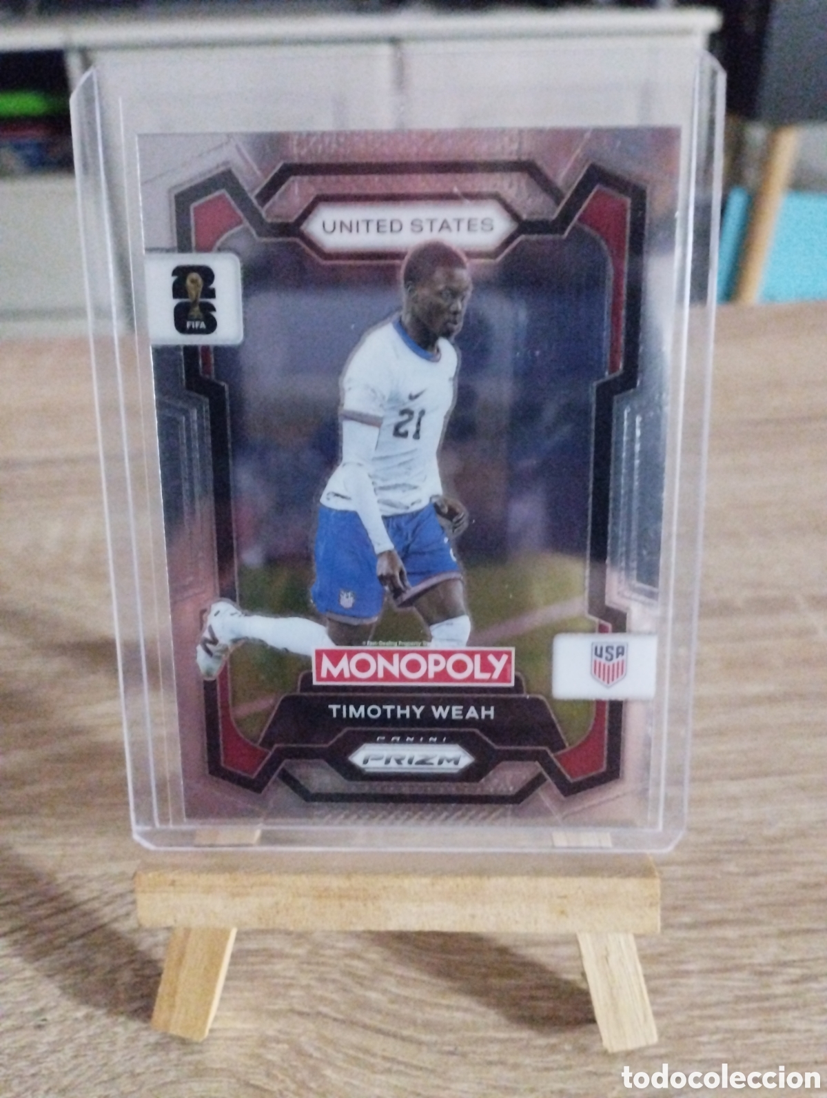 Cromos de f&uacute;tbol: Carta Panini Prizm Monopoly de Timothy Weah con EEUU
