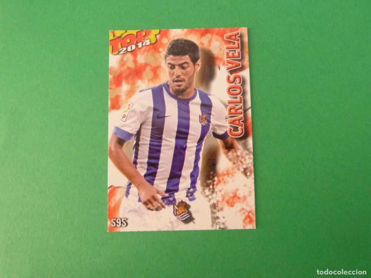 Cromos de f&uacute;tbol: TRADING CARD FUTBOL CARLOS VELA REAL SOCIEDAD N&ordm; 595 FICHAS LIGA TOP MUNDICROMO 2013-2014/13-14