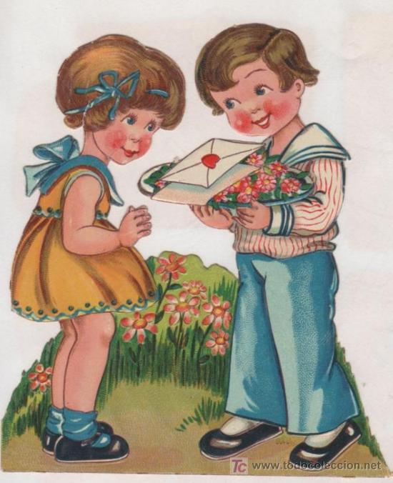 Collezionismo Figurine ritagliate antiche: PRECIOSO CROMO TROQUELADO ANTIGUO (h. 1920) ** ESCENA INFANTIL**
