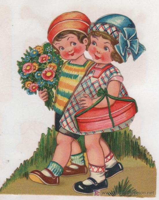 Collezionismo Figurine ritagliate antiche: PRECIOSO CROMO TROQUELADO ANTIGUO (h. 1920) ** ESCENA INFANTIL**
