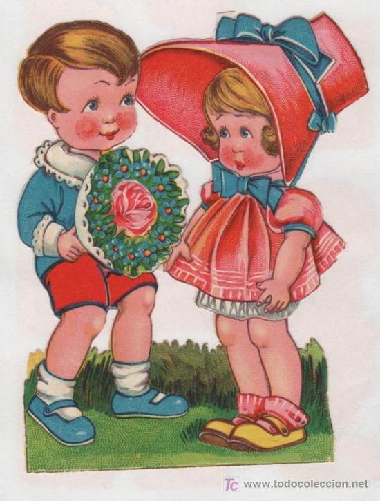 Collezionismo Figurine ritagliate antiche: PRECIOSO CROMO TROQUELADO ANTIGUO (h. 1920) ** ESCENA INFANTIL**
