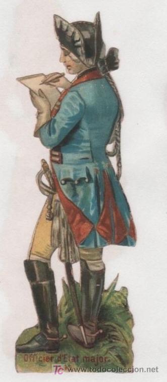 Collezionismo Figurine ritagliate antiche: PRECIOSO CROMO TROQUELADO ANTIGUO ** FINALES S. XIX ** ORIGINAL ** OFFICIER D'ETAT MAJOR, 1793 **