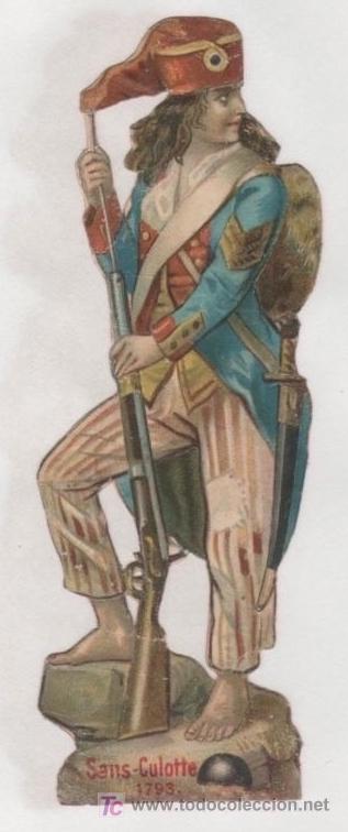 Collezionismo Figurine ritagliate antiche: PRECIOSO CROMO TROQUELADO ANTIGUO ** FINALES S. XIX ** ORIGINAL ** SANS-CULOTTE, 1793 **