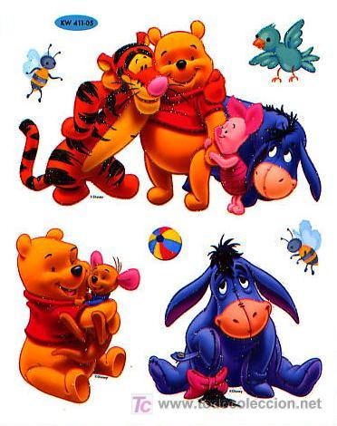 Sammeln alte gestanzte Sammelbilder: CROMOS TROQUELADOS DISNEY ADHESIVOS CON PURPURINA - WINNIE THE POOH N&ordm; 5 - L&Aacute;MINA DE 15 x 20 cms.