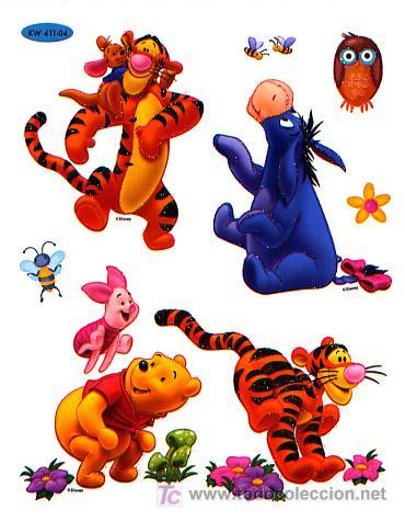Sammeln alte gestanzte Sammelbilder: CROMOS TROQUELADOS DISNEY ADHESIVOS CON PURPURINA - WINNIE THE POOH N&ordm; 4 - L&Aacute;MINA DE 15 x 20 cms.