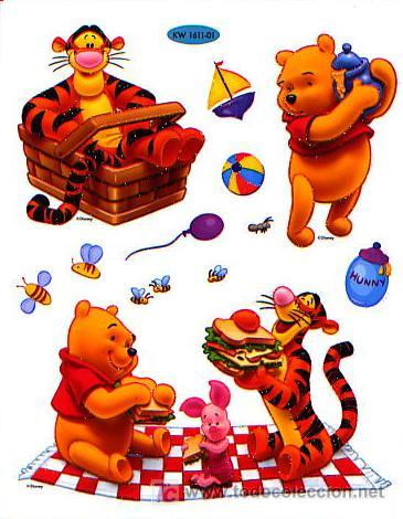 Sammeln alte gestanzte Sammelbilder: CROMOS TROQUELADOS DISNEY ADHESIVOS CON PURPURINA - WINNIE THE POOH N&ordm; 1 - L&Aacute;MINA DE 15 x 20 cms.