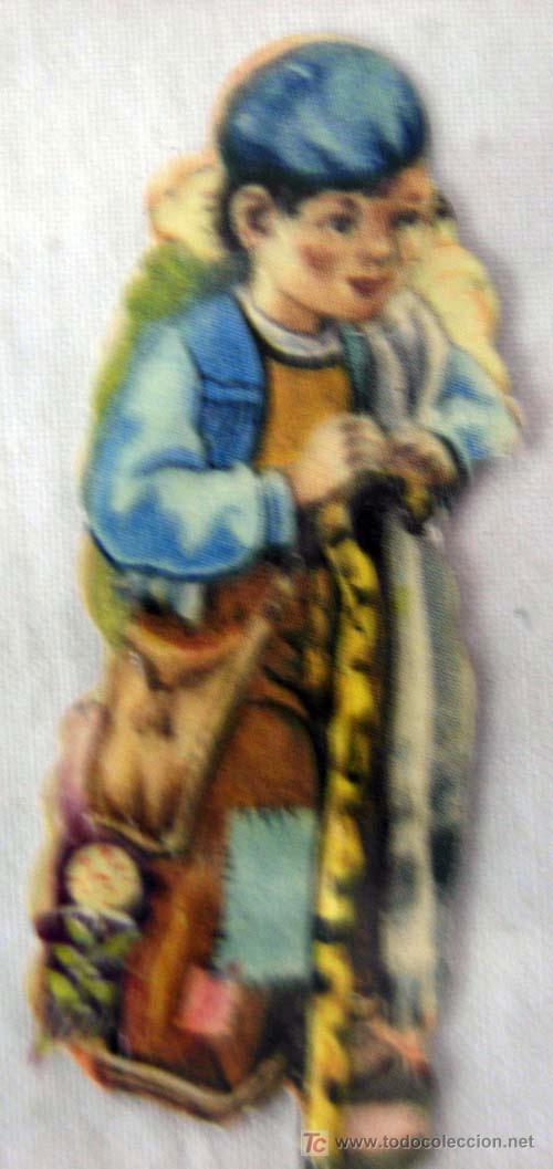 Coleccionismo Cromos troquelados antiguos: Cromo troquelado pastor con garrota pp s XX
