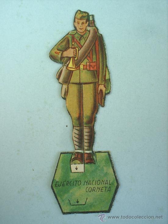 Collectionnisme Cartes &agrave; collectionner massicot&eacute;es anciennes: EJERCITO NACIONAL -CORNETA , cromo troquelado de carton