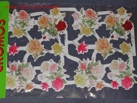 Coleccionismo Cromos troquelados antiguos: Bolsa L&aacute;mina de CROMOS TROQUELADOS Ingleses - ROSAS, FLORES Satinados (Brillo) y Relieve