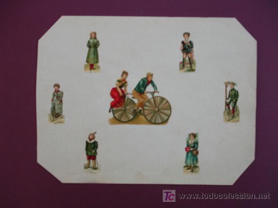 Coleccionismo cromos troquelados antiguos: HOJA CON CROMOS TROQUELADOS. BICICLETA. - Foto 1