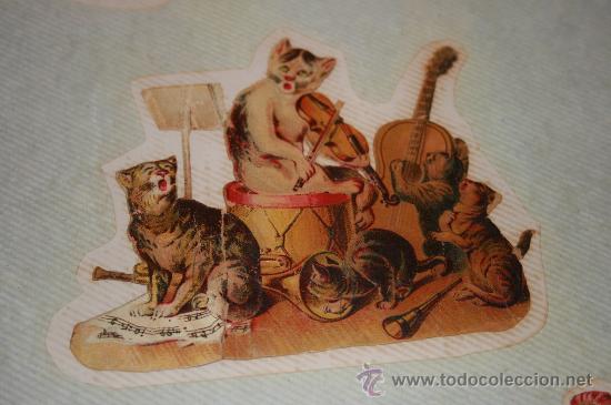 Sammeln alte gestanzte Sammelbilder: Antiguo cromo troquelado orquesta de gatos