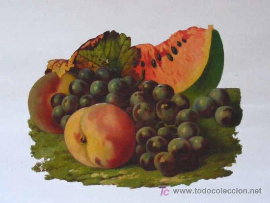 Coleccionismo cromos troquelados antiguos: Cromo troquelado frutas - Foto 1