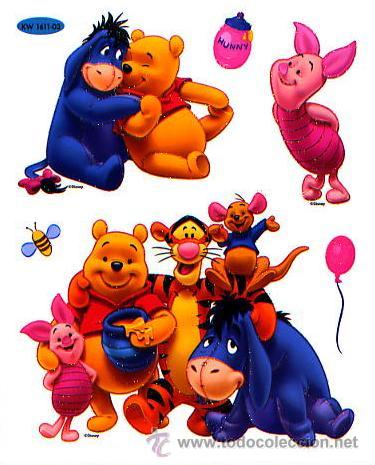 Sammeln alte gestanzte Sammelbilder: CROMOS TROQUELADOS DISNEY ADHESIVOS CON PURPURINA - WINNIE THE POOH N&ordm; 3 - L&Aacute;MINA DE 15 x 20 cms.