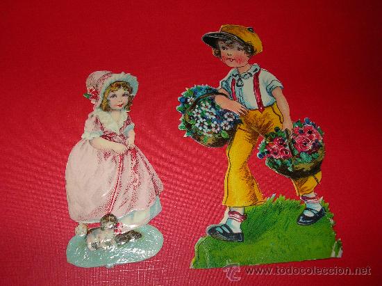 Collectable Antique Stamped Cards: PRECIOSA PAREJA DE CROMOS TROQUELADOS. A&Ntilde;OS 20-30