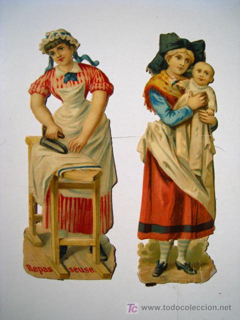Collectable Antique Stamped Cards: LOTE 2 CROMOS TROQUELADOS DONCELLAS DE EPOCA