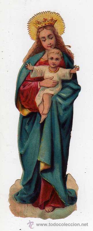 Coleccionismo cromos troquelados antiguos: CROMO TROQUELADO VIRGEN MARIA Y NI&Ntilde;O JESUS , RELIGIOSO EN RELIEVE, ANTIGUO