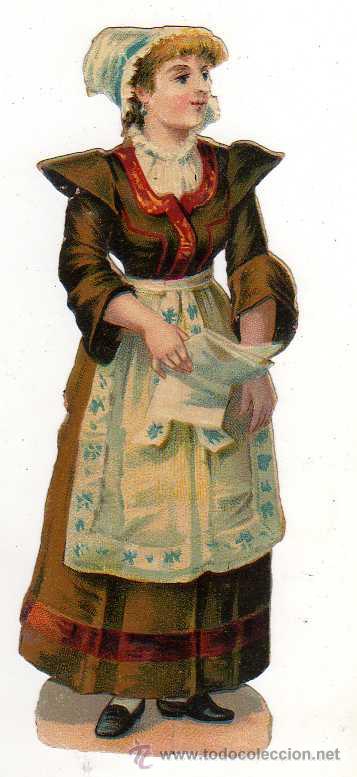 Colecionismo Cromos recortados antigos: CROMO TROQUELADO SE&Ntilde;ORA DE CASA  EN RELIEVE, ANTIGUO
