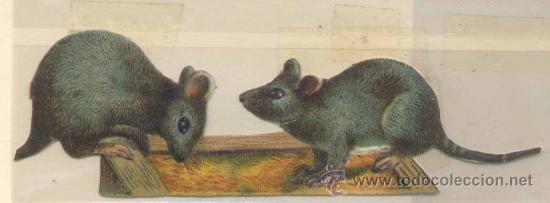 Collectable Antique Stamped Cards: CROMO TROQUELADO CON PUBLICIDAD. DE FIGURAS Y OFICIOS.-RATONES