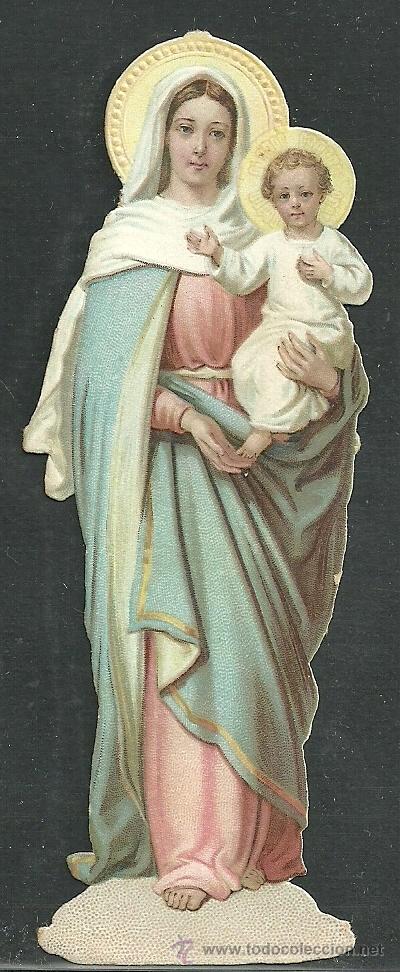 Coleccionismo cromos troquelados antiguos: VIRGEN CON NI&Ntilde;O ESTAMPA TROQUELADA