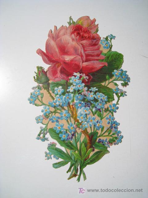 Coleccionismo cromos troquelados antiguos: RAMO DE ROSAS - CROMO TROQUELADO GRANDE