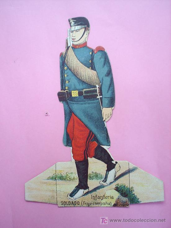 Collectable Antique Stamped Cards: cromo troqulado ,soldao de infanteria , chocolate juncosa , a&ntilde;os 30, original