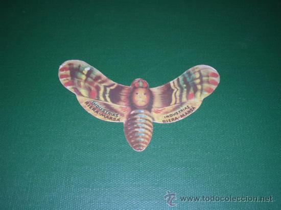 Collectable Antique Stamped Cards: INDUSTRIAS RIERA MARSA,POCE,N&ordm;1 COLECCION LEPORIDOS,ACHERONITA.ATROPOS,CARTULINA Y METAL,10,5X5 CM.