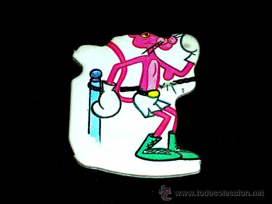 Coleccionismo Cromos troquelados antiguos: Cromo Pantera Rosa efecto luminoso, promo Matutano, ...original a&ntilde;o 1984.