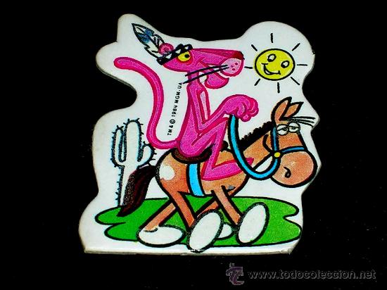 Coleccionismo Cromos troquelados antiguos: Cromo Pantera Rosa efecto luminoso, promo Matutano, ...original a&ntilde;o 1984.