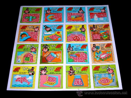 Collectionnisme Cartes &agrave; collectionner massicot&eacute;es anciennes: Conjunto 16 cromos enga&ntilde;atinas Un Dos Tres Matutano, ...original a&ntilde;o 1984.