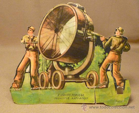 Collectionnisme Cartes &agrave; collectionner massicot&eacute;es anciennes: CROMO TROQUELADO, PROYECTOR ANTI AEREO, ARTILLERIA, EJERCITO POPULAR, GUERRA CIVIL ESPA&Ntilde;OLA