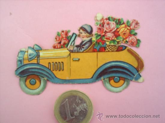 Collezionismo Figurine ritagliate antiche: CROMO TROQUELADO , SE&Ntilde;ORITA  EN COCHE