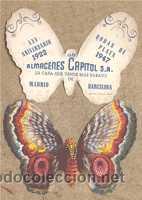 Colecionismo Cromos recortados antigos: Mariposa de papel. Publicidad. Bodas de plata. Almacenes Capitol. 1947.