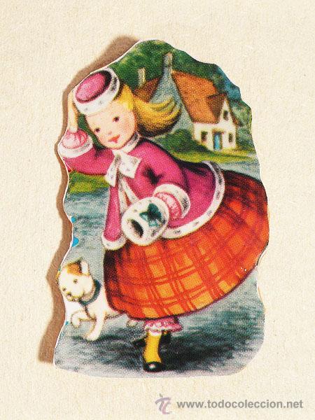 Collectionnisme Cartes &agrave; collectionner massicot&eacute;es anciennes: ZPR. 1 PRECIOSO BROCHE ARTESANAL CON DAMITA. CROMO ORIGINAL + CIERRE BA&Ntilde;O PLATA.