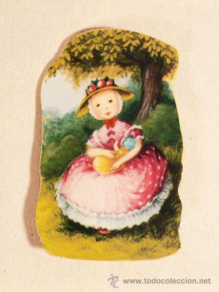 Collectionnisme Cartes &agrave; collectionner massicot&eacute;es anciennes: ZPR. 1 PRECIOSO BROCHE ARTESANAL CON DAMITA. CROMO ORIGINAL + CIERRE BA&Ntilde;O PLATA.