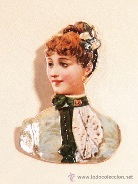 Collectionnisme Cartes &agrave; collectionner massicot&eacute;es anciennes: ZPR. 1 PRECIOSO BROCHE CON DAMA VICTORIANA. AIRE VINTAGE CROMO ORIGINAL.