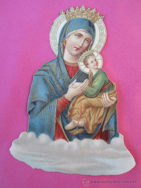Collectable Antique Stamped Cards: antiguo cromo troquelado, virgen con ni&ntilde;o , ver fotos
