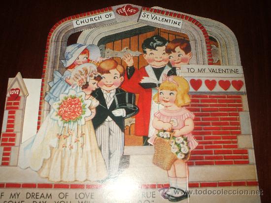 Coleccionismo cromos troquelados antiguos: Troquelado postal San Valentin - Foto 1