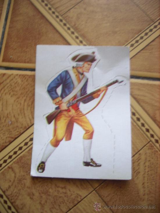 Collectionnisme Cartes &agrave; collectionner massicot&eacute;es anciennes: CROMO TROQUELADO SOLDADOS DE TODOS LOS TIEMPOS NUMERO 125 ESTADOS UNIDOS GUARDIA WHASINGTON 1776