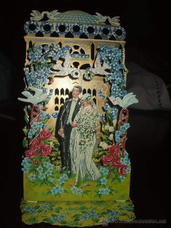 Sammeln alte gestanzte Sammelbilder: Troquelado  postal boda en tres dimensiones mide20x12 ,preciosa y nueva
