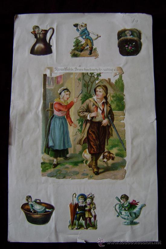 Collectable Antique Stamped Cards: HOJA CON 11 CROMOS TROQUELADOS SIGLO XIX.-CF 007