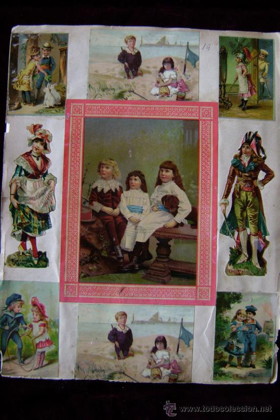 Collectable Antique Stamped Cards: HOJA CON 18 CROMOS TROQUELADOS SIGLO XIX